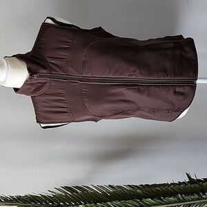 Tek Gear brown zip front vest with fleece trim